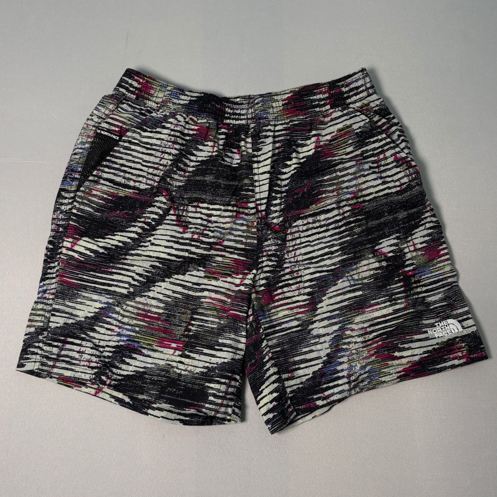 The North Face Mens Abstract Glitch Print Athletic Shorts Black Pink Small 317